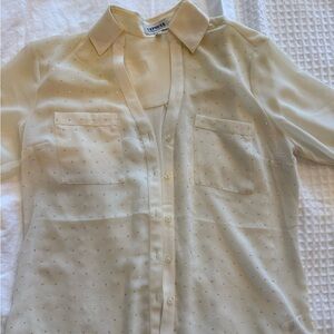 Express Cream Linen Blend Blouse Versatile Top